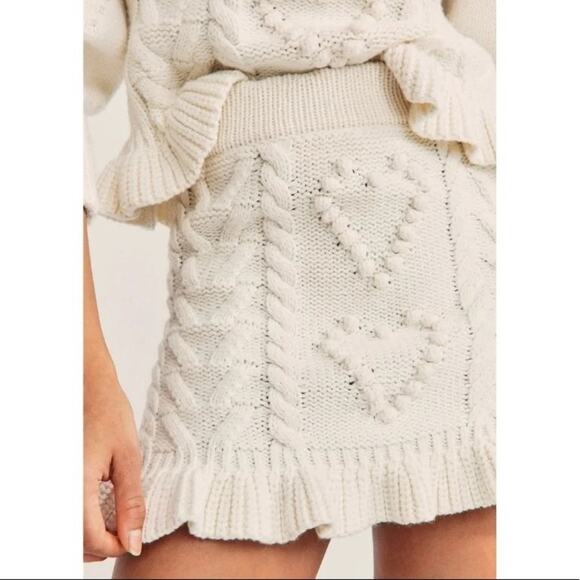 LOVESHACKFANCY Cable-Knit Brendana Mini Skirt Size M in Antique White NWT - Picture 7 of 15